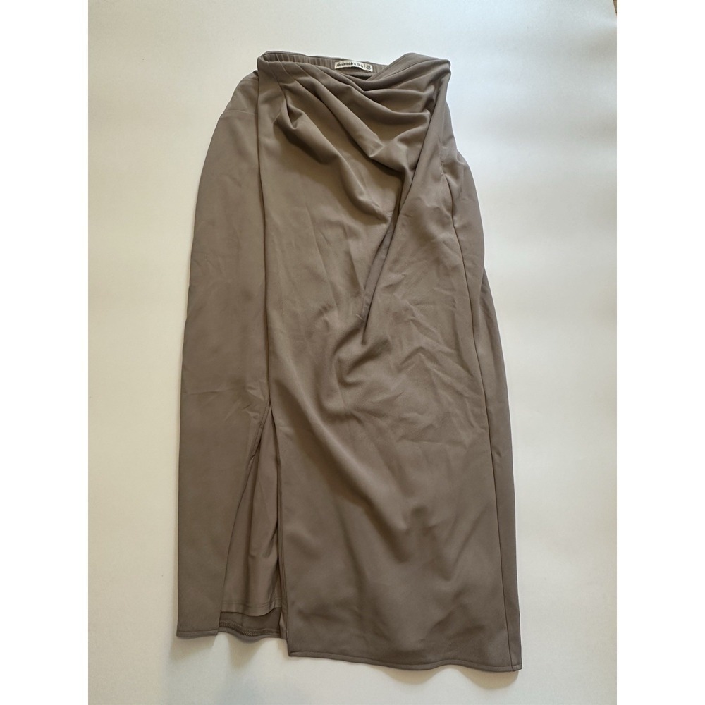 Abercrombie & Fitch Knotted Elevated Ruched MIDI Skirt Beige XS